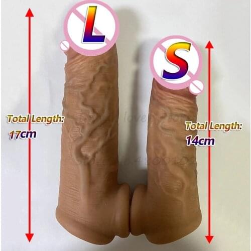 Super Realistic Condoms For Men Reusable Penis Sleeve,Male Extender Dildo Enhancer Enlargement Condom Erection Delay Sex Toys 18