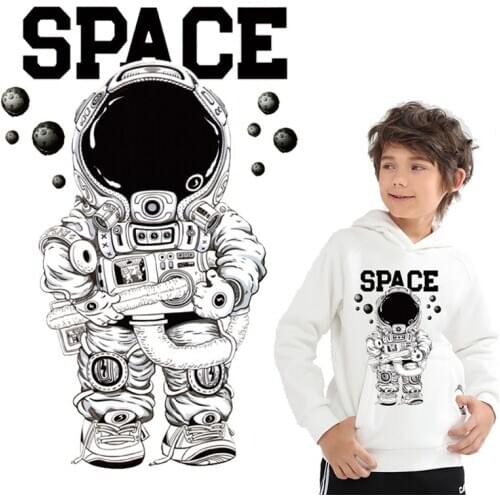 Heat thermo stickers on clothes iron on transfers for clothing iron-on transfer Space astronaut patch stripes for clothes hoodie