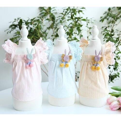 Three-color Soft Cute Rabbit Skirt Dog Dress Pet Products Spring Cotton Clothing For Dogs Cats Rabbit Teddy Dog Clothes