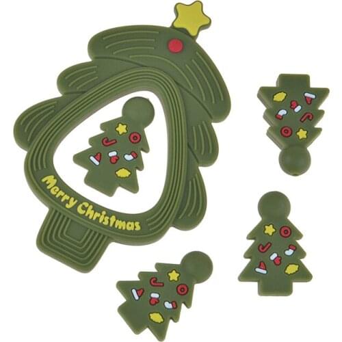 TYRY.HU 2PC/Set Christmas Tree/Sock Teether And Loose Beads Edible Grade Silicone Free BPA Baby Molar Toys Accessories