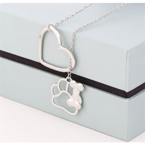Europe And The United States Is Hollow-Out Love Dog Bone Pendant Necklace Female Creative Pet Small Adorn Article