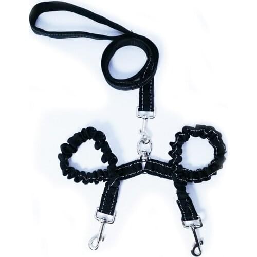 Tangle Free Dog Leash for 2 Dogs Nylon No Tangle Double Dog Walking Training Leash Handle Shock Absorbing Dual Bungee Pet Leash