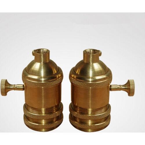 10MM Screw E27 Copper Switch Lamp Socket Base / Retro American Chandelier holder 10PCS