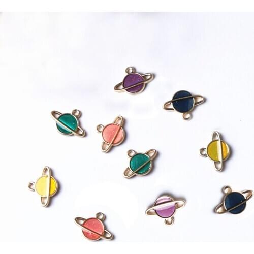 10pcs 12x16mm gold plated enamel saturn charm for jewelry making fashion charm earring pendant necklace charms