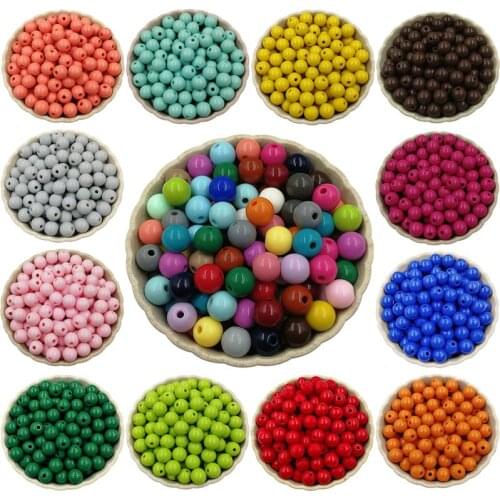 8mm 100PCS Solid color Loose Beads DIY Jewelry Accessories Necklace Bracelet Making Finding Multicolor Fashion New High-quality