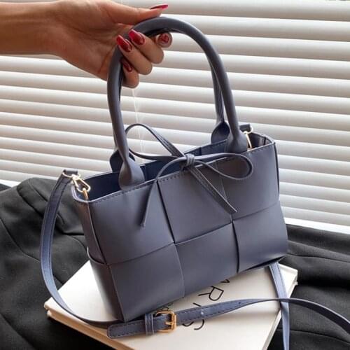 2021 Brand Women Blue Gray Bucket Bag PU Leather Shoulder Bags Ladies Handbags Luxury Female Brown Party Totes Messenger Bags