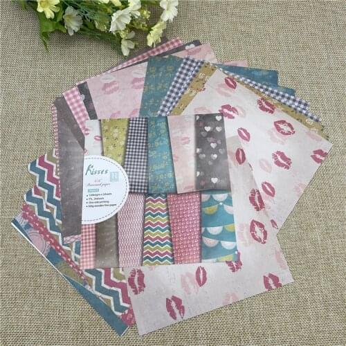 24 sheet 6"X6" Kisses heart tale patterned paper Scrapbooking paper pack handmade craft paper craft Background pad