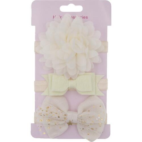 3Pcs Kids Elastic Flower Headband 2019 Turban Skinny Stretchy Bowknot Hair Band Baby Girl Accessories Set Photography