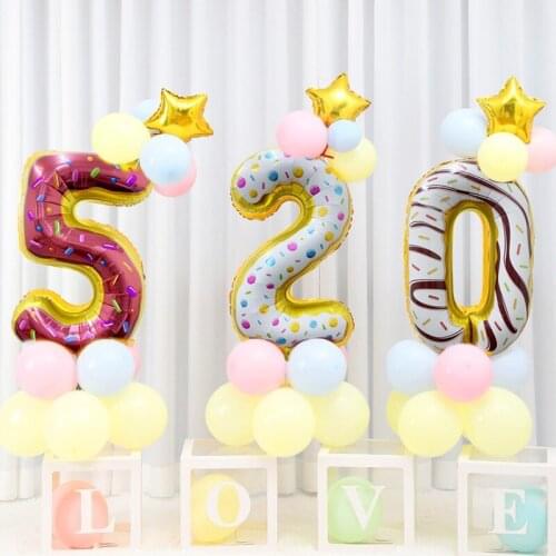 32Inch Donut Digital Foil Balloon Fruit Ice Cream Helium Balloon Birthday Party Decoration Kids Toy Sweet Digital Balloon Showe