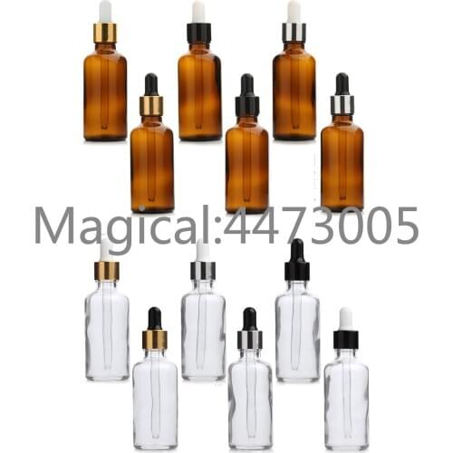 5ml 10ml 15ml 20ml 30ml 50ml 100ml 7pcs/set Amber Clear Glass Essential Oil Dropper Perfume Bottle with Glass Pipett Fragrance