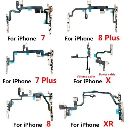 5pcs Original New Power Flex Volume Control Buttons Key Switch Flex Cable With Metal For Iphone 7 8 Plus X XR XS Max atacado