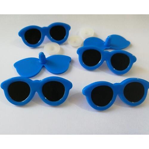 50pcs/lot--new design blue plastic toy glasses safety toy glasses with hard washer for diy doll findings--65x27mm