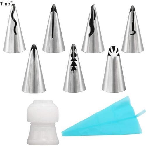 8pcs/set Cake Icing Nozzles Russian Piping Tips Lace Mold Pastry Cake Decorating Tool Stainless Steel Kitchen Baking Pastry Tool