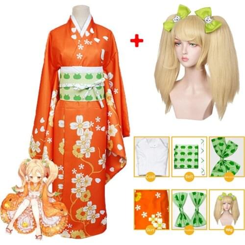 Anime Danganronpa 2 Hiyoko Saionji Cosplay Costumes Girls Hiyoko Orange Dress Kimono Adult Women Halloween Party Costumes