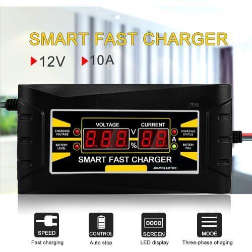 Full Automatic Car Battery Charger 150V-250V To 12V 6A Smart Fast Power Charging Suitable for car motorcycle With EU Plug