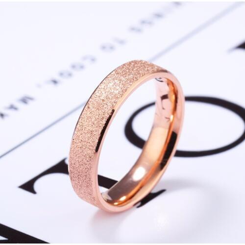 FATE LOVE Brand Unique Simple Female Women Rings for girl lady Rose gold color Frosted Stainless Steel US Size 5 6 7 8 9