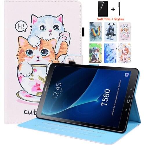 For Samsung Galaxy Tab A A6 2016 10.1 SM T580 T585 Case Cute Cat Panda Painted for Samsung Galaxy Tab A 10 1 Tablet Cover Kids