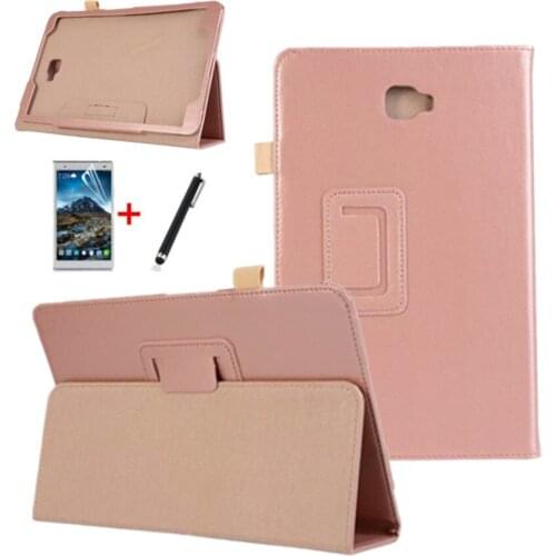 Lichee Style Stand pu leather cover case for Samsung Galaxy Tab A6 10.1 2016 T585 T580 SM-T585 T580N funda cases + film+stylus