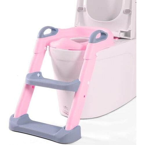4 Colors Baby Potty Training Seat Childrens Potty with Adjustable Ladder Infant Baby Toilet Seat Toilet Training Folding Seat