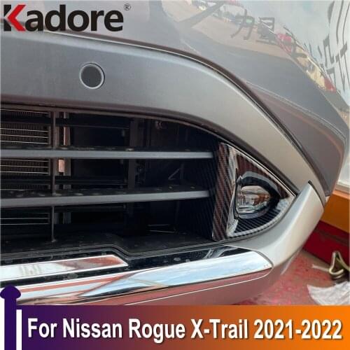For Nissan Rogue X-trail 2021 2022 ABS Carbon Fiber Front Foglight Fog Light Cover Trim Car Protect Exterior Accessories Sticker