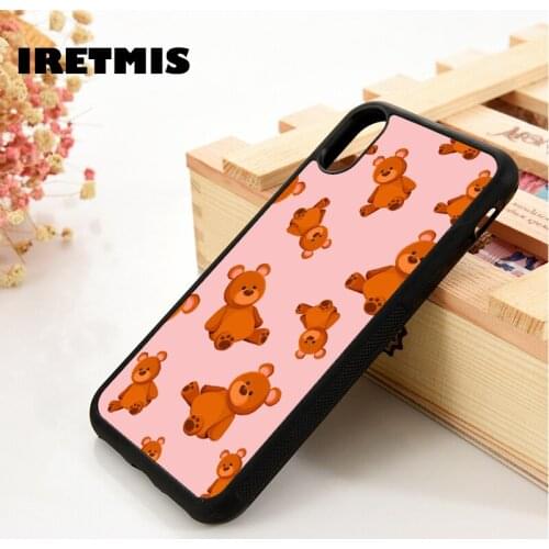 Iretmis 5 5S SE 6 6S Silicone Rubber Phone Case Cover for iPhone 7 8 Plus X Xs 11 12 MINI Pro Max XR Bear Love Teddy Baby Bear