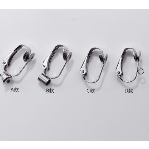 10pcs/lot Stainless Steel Non-pierced Clip Back Clip on Earrings with Loop Ear Stoppers Connectors Earring Convert DIY Findings