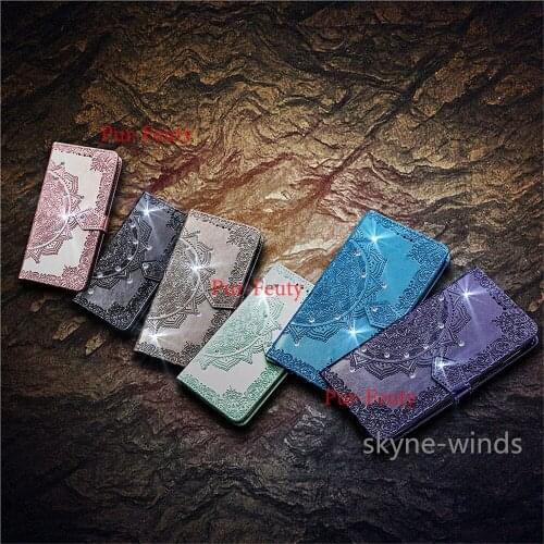 For Samsung Galaxy A32 4G jewlled mandala relief leather magnetic case flip wallet and stand back cover for SM A 32 coque fundas