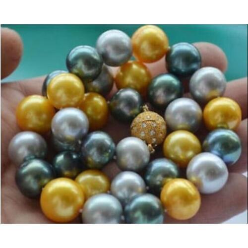 Beautiful 10-9 mm south sea black grey multicolor pearl necklace 20 inch 28" 36"