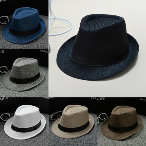 UK Fashion Men Ladies Straw Trilby Fedora Hat Summer Sun Panama Cap Beach New