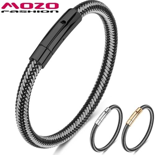 MOZO FASHION 2020 New Hot Sale Classic Men Charm Bracelets Wire Rope Braided Bracelet Trendy Women accessories Jewelry Gifts 614