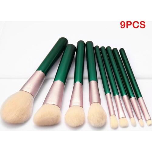 9 PCS Set Makeup Brushes Contour Base Face Brush Beauty Make Up With Green Handle Foundation Highlighter Contour Powder Brush
