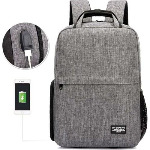 Photo DSLR Camera Shoulders Waterproof Oxford Backpack Tripod Bag fit for 14inch Laptop Case with USB Port for Canon Nikon SLR