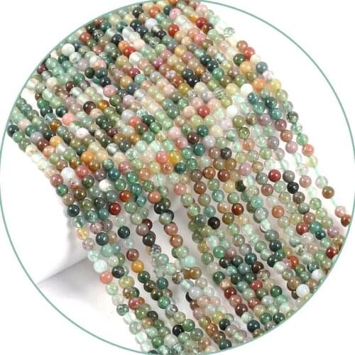Natural Stone 2/3/4mm Tiny Beads Indian Agates Stone Beads Round Loose Beads For Wristband Making Waist Beads Chain Making