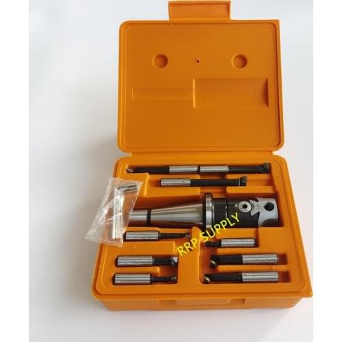 NT40 taper set=1pc F1-1/2" 50mm boring head+NT40 shank+9pcs 1/2" 9pcs boring bar set, Drawbar thread: M16, boring head set