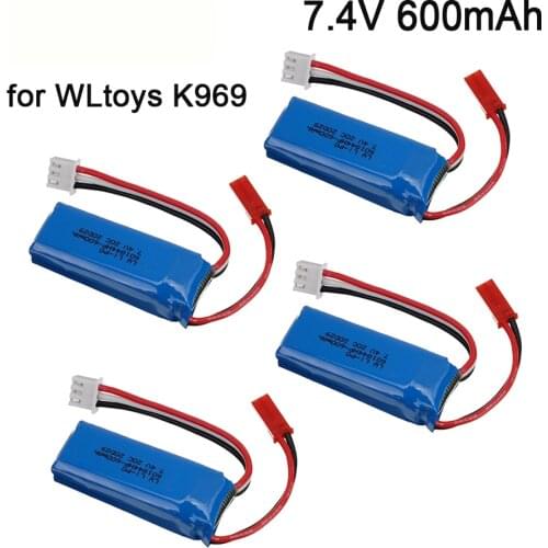 Upgrade 7.4V 600mAh Lipo Battery for WLtoys K969 K979 K989 K999 P929 P939 RC Car Parts 2s 7.4v Battery for WLtoys K969 accessory