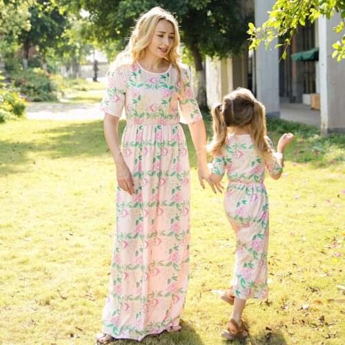 Mother and Daughter Clothes Printed Dress Summer Hot Sale Family Look New Baby Girl Kid Women Short Sleeve Dress