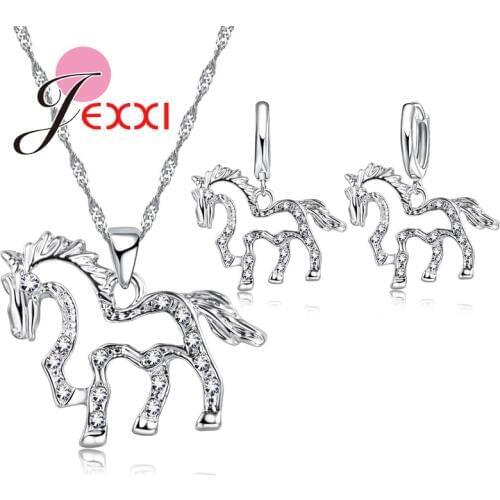 Bridal Jewelry Accessories Animal Design Cubic Zirconia 925 Sterling Silver Pendant Necklace Earrings Jewelry Set For Women Gift