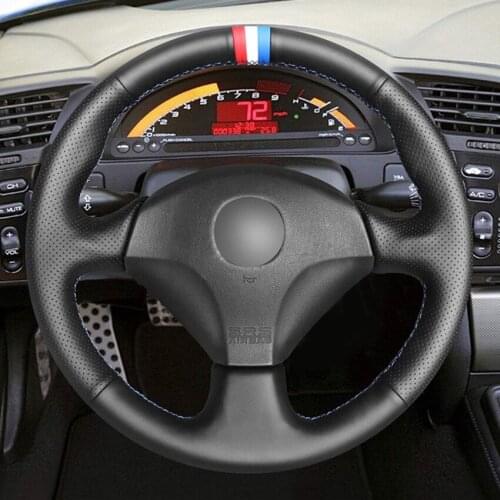 Hand-stitched Black Leather Car Steering Wheel Cover for Honda S2000 2000-2008 Civic Si 2002-2004 Acura RSX car accessories