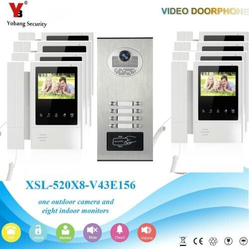 Wired Home 4.3inch Color Monitors Apartment Wired Video Door Phone RFID HID Card Audio Visual Intercom System