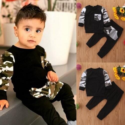 Sale Toddler Children Clothes 1-5year Boys Costume Tracksuit Camouflage Tops Pants 2PCS Children Spring casual Outfits Set D30
