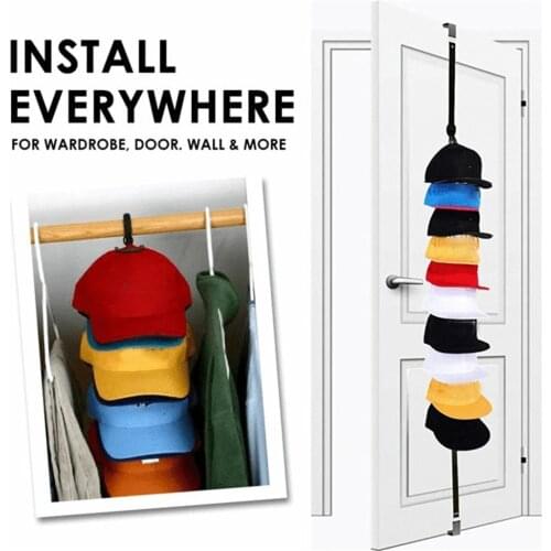 Adjustable Cap Rack Bag Hat Holder Clothes Organizer Door Back Closet Hook Hanger For Home Dortmitory Storage Space-saving #LR1
