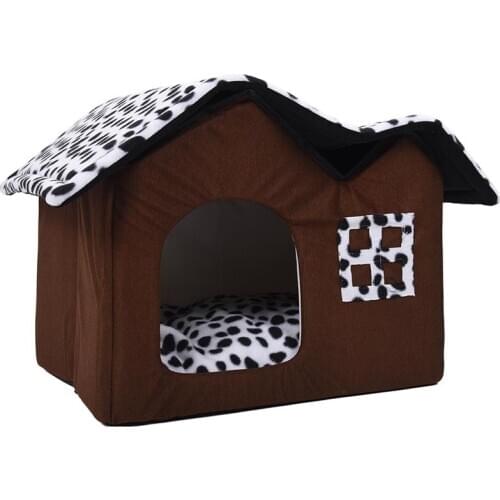 Luxury High-End Double Pet House Brown Dog Room 50x40x35cm