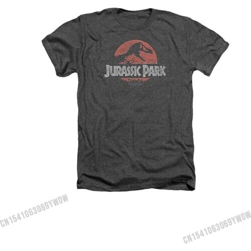 Jurassic Park Dinosaur Movie Spielberg Faded Logo Adult Heather T-Shirt Tee Prevailing Mens T Shirt Cotton Tops Shirt Unique