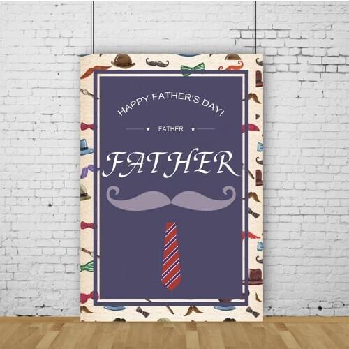 Happy Fathers Day Backdrop Beard and Tie Purple Photography Background Baby Shower Celebration Photo Booth Studio Decor