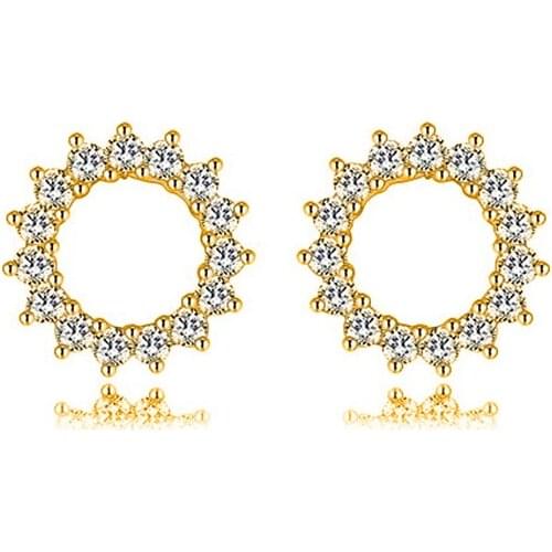 Prevent Allergies 925 Silver Sun-Shaped Small Earrings Ladies Minimalist Earrings Banquet Party Jewelry Birthday Gifts