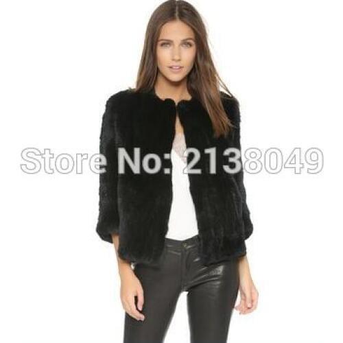 SF0019 Top quality hot sale women rabbit knitted fur jackets real fur coats