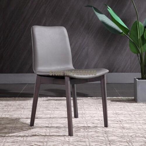 Nordic solid wood dining chair home Italian minimalist backrest chair restaurant stool simple modern makeup chair leather book