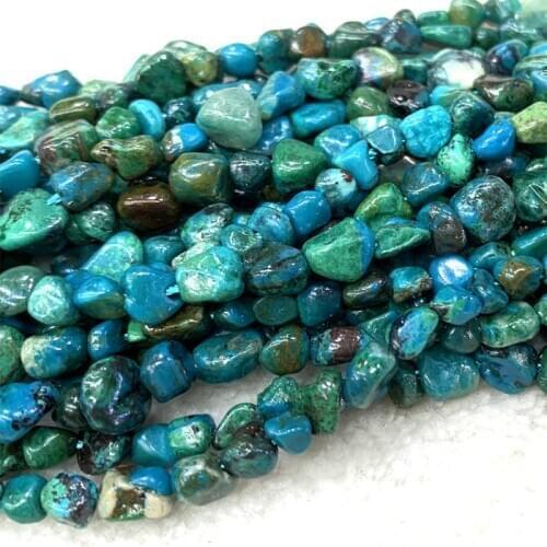 Veemake Green Blue Chrysocolla DIY Necklace Bracelets Earrings Natural Gemstone Crystal Nugget Beads For Jewelry Making 06398