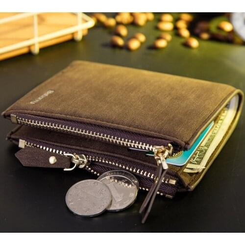 Vintage Men Wallet RFID Theft Protect Coin Bag Zipper Purse Wallets for Men with Zippers Magic Wallet Short Luxury Mens Purses