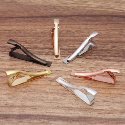 42mm Tie Clip Pin Clasps Tie Bar Mens Metal Brass Jewelry Findings DIY Clothes Accessories Multi-color Bulk Wholesale